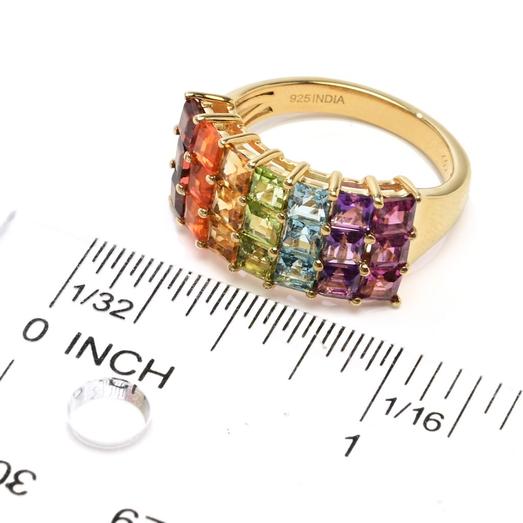 Gem Treasures 3.63ctw Ombre Rainbow Multi Gem Triple Row Ring by Steals
