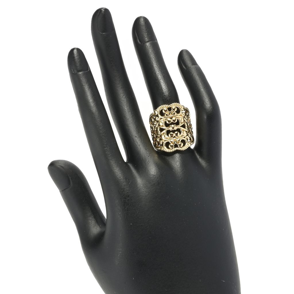 Toscana Italiana 18K Gold Plated Electroform Ornamental Filigree Ring by Steals