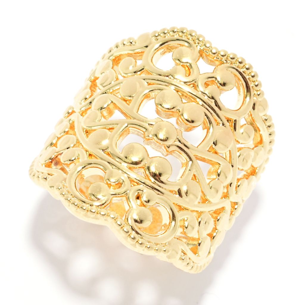 Toscana Italiana 18K Gold Plated Electroform Ornamental Filigree Ring by Steals