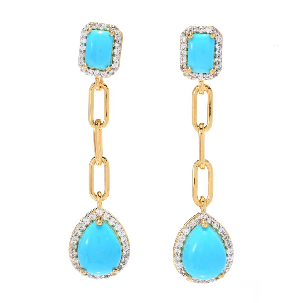 Gem Treasures Sleeping Beauty Turquoise & White Zircon Earrings by Steals