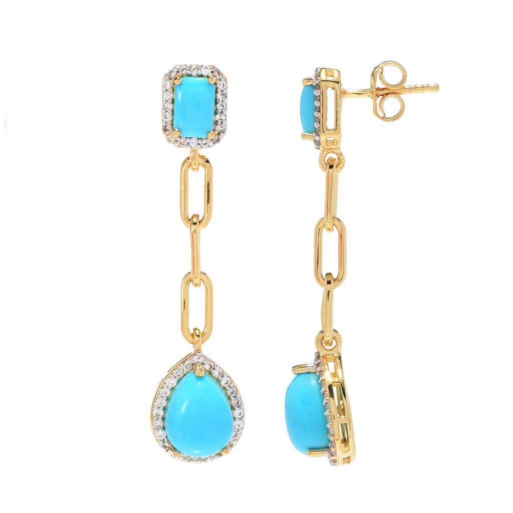 Gem Treasures Sleeping Beauty Turquoise & White Zircon Earrings by Steals