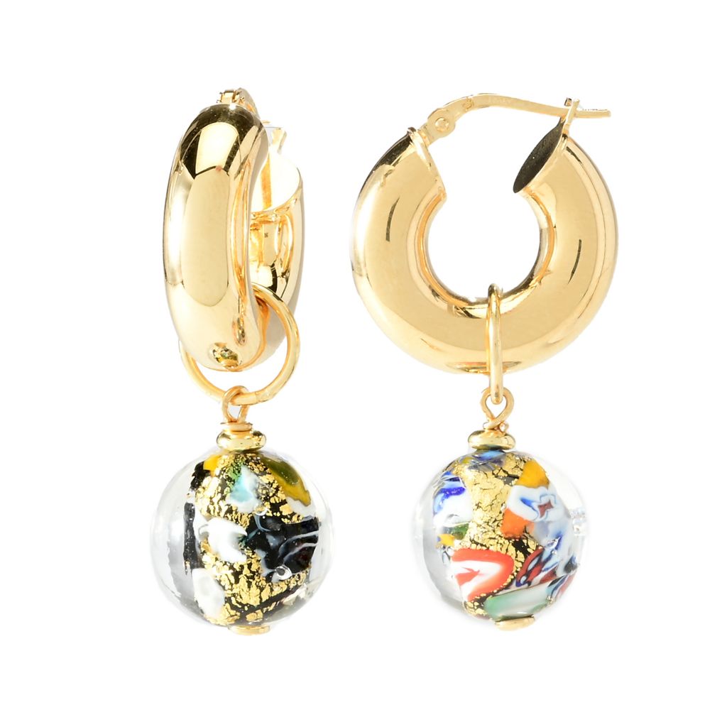 Toscana Italiana 18K Gold Plated Polished Choice of Charm Hoop Earrings by Steals