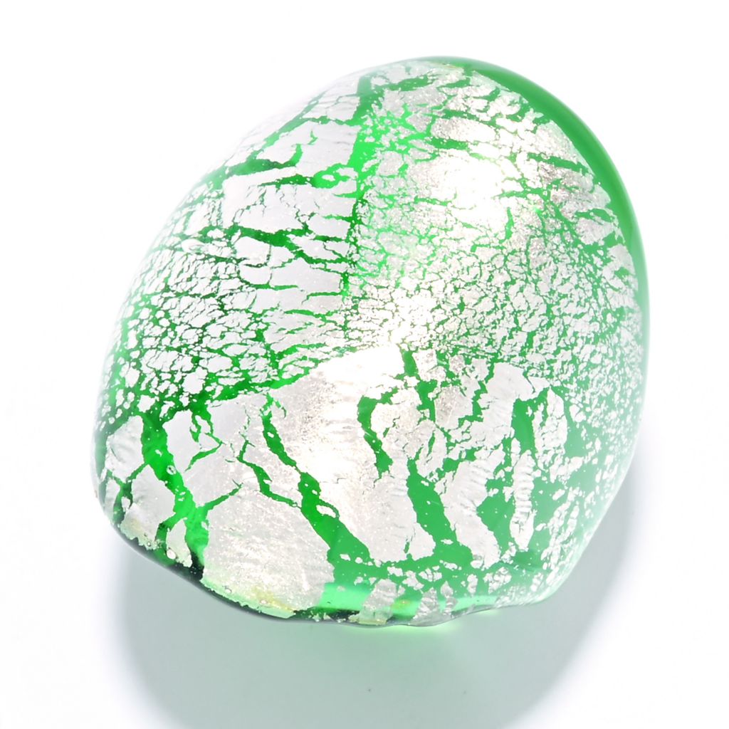 Toscana Italiana Polished Green Murano Glass w/ Silver Flakes Dome Ring by Steals