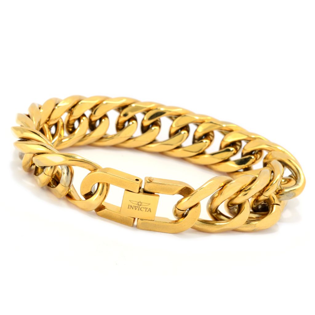 Invicta Men's Stainless Steel Beveled Cuban Curb Chain Bracelet by Steals