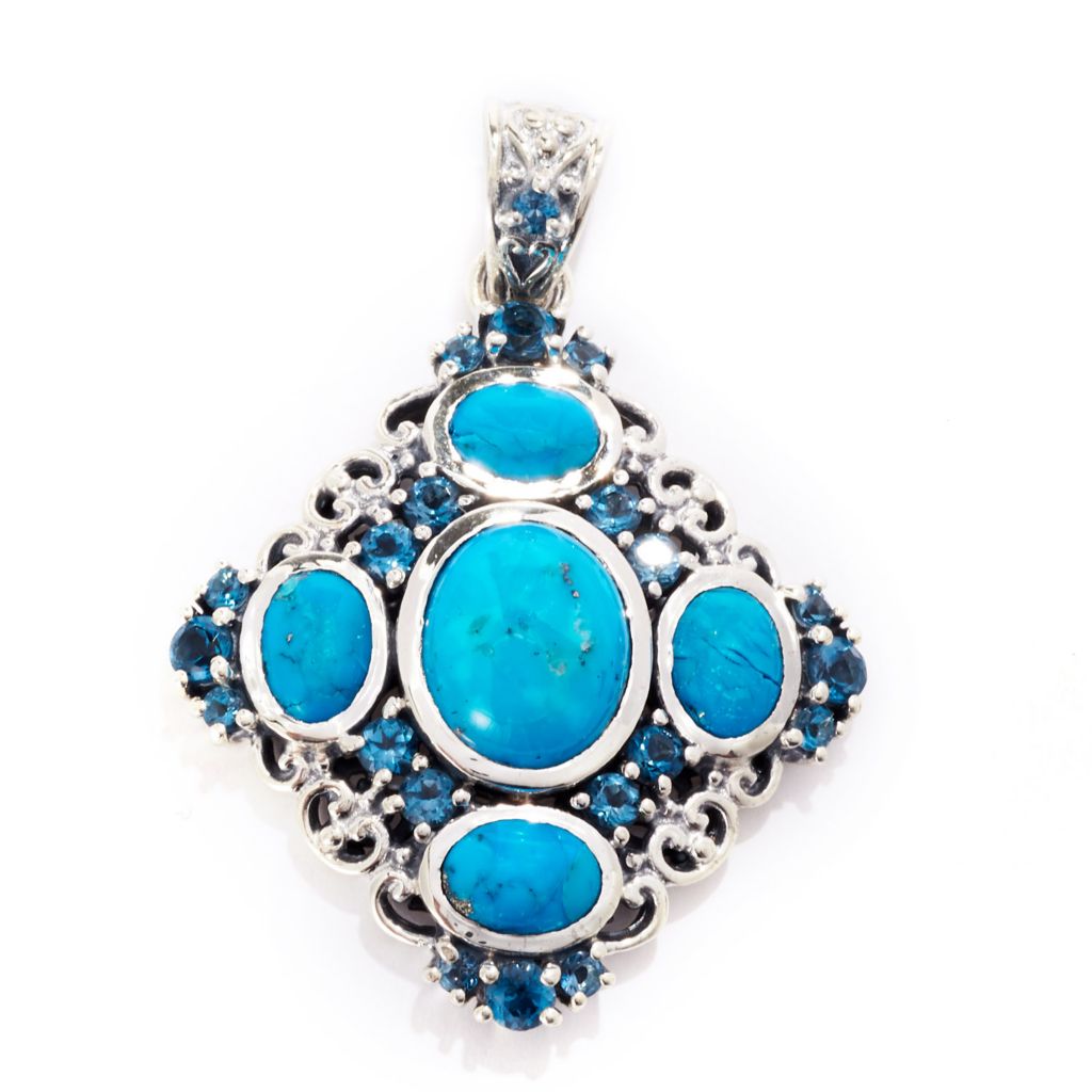 Artisan Silver by Samuel B. Persian Turquoise & Choice of Gem Pendant by Steals