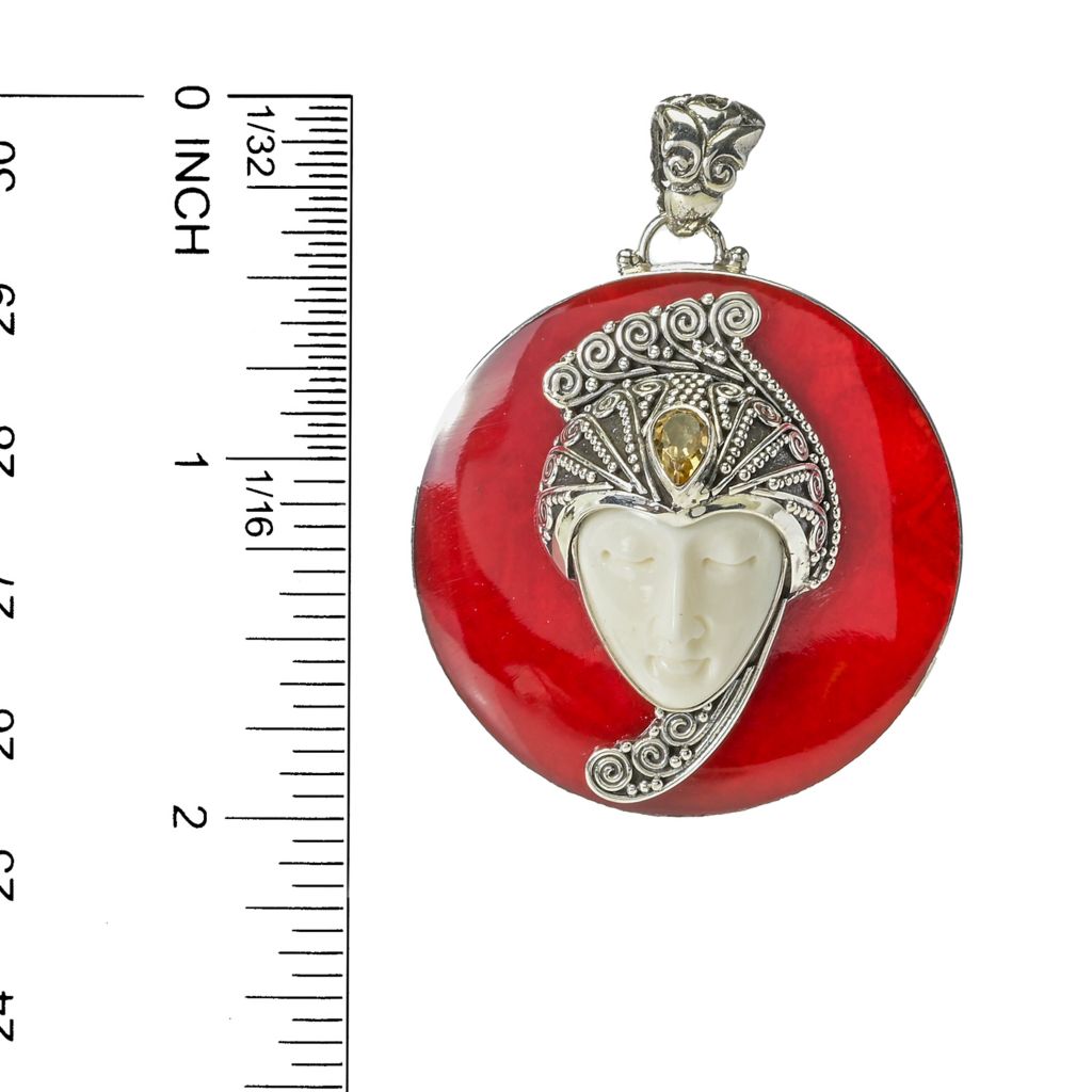 Artisan Silver by Samuel B. Choice of Gem & Carved Bone Buddha Pendant by Steals