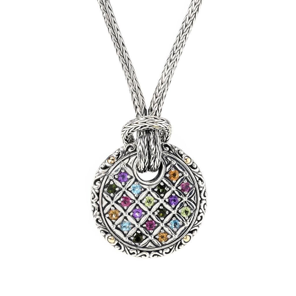 Artisan Silver by Samuel B. 1.32ctw Multi Gemstone Pendant w/ Chain by Steals
