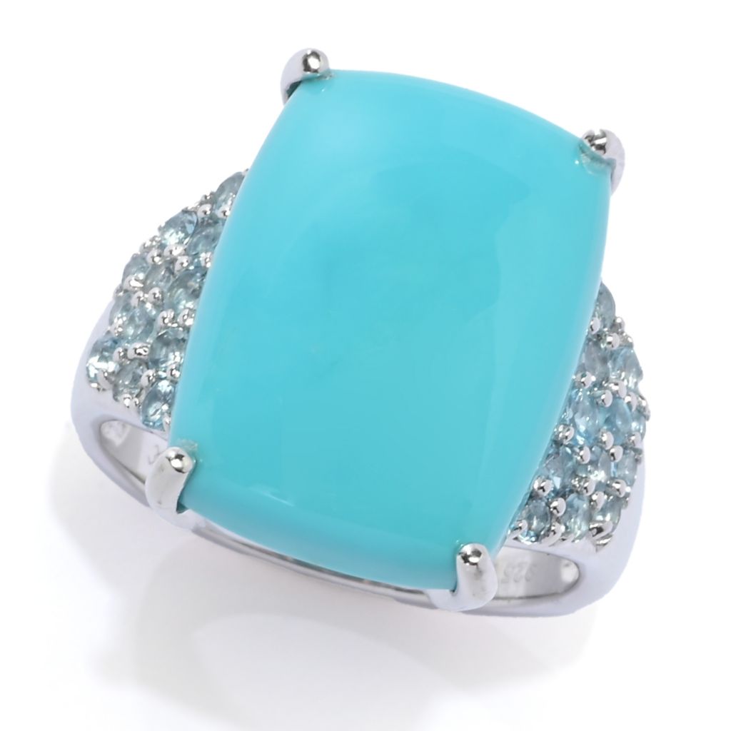 Gem Treasures 18x13mm Sleeping Beauty Turquoise & Swiss Blue Topaz Ring by Steals