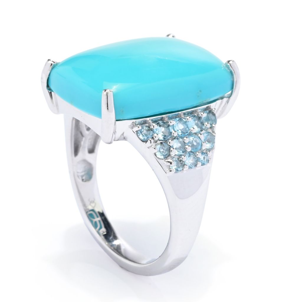 Gem Treasures 18x13mm Sleeping Beauty Turquoise & Swiss Blue Topaz Ring by Steals