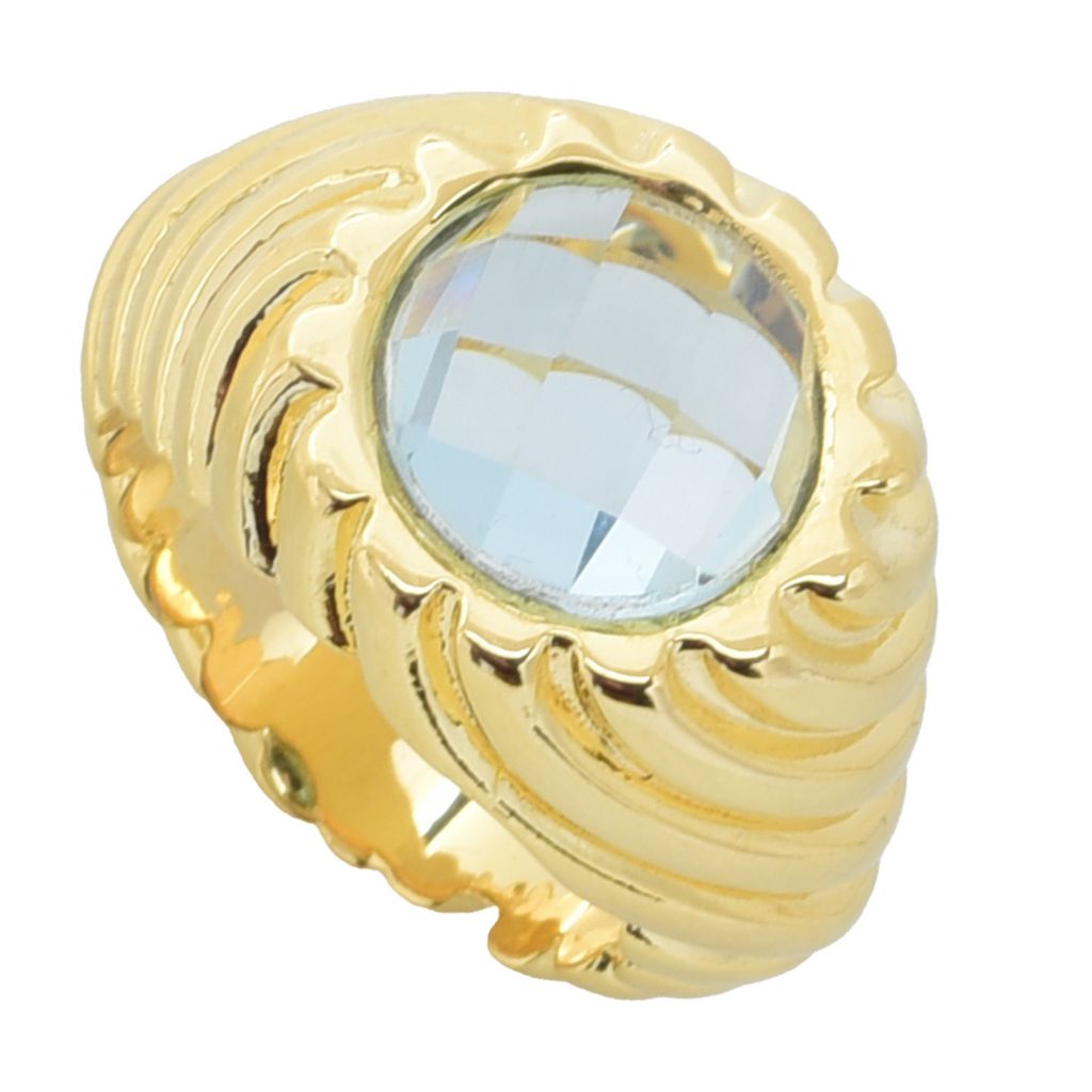 Toscana Italiana 18K Gold Plated Twist Texture Choice of Gem Ring by Steals