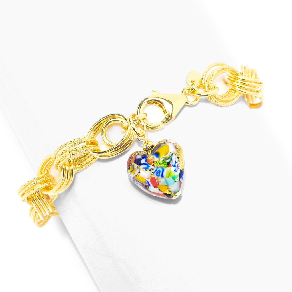 Toscana Italiana 18K Gold Plated Choice of Murano Glass Charm Bracelet by Steals