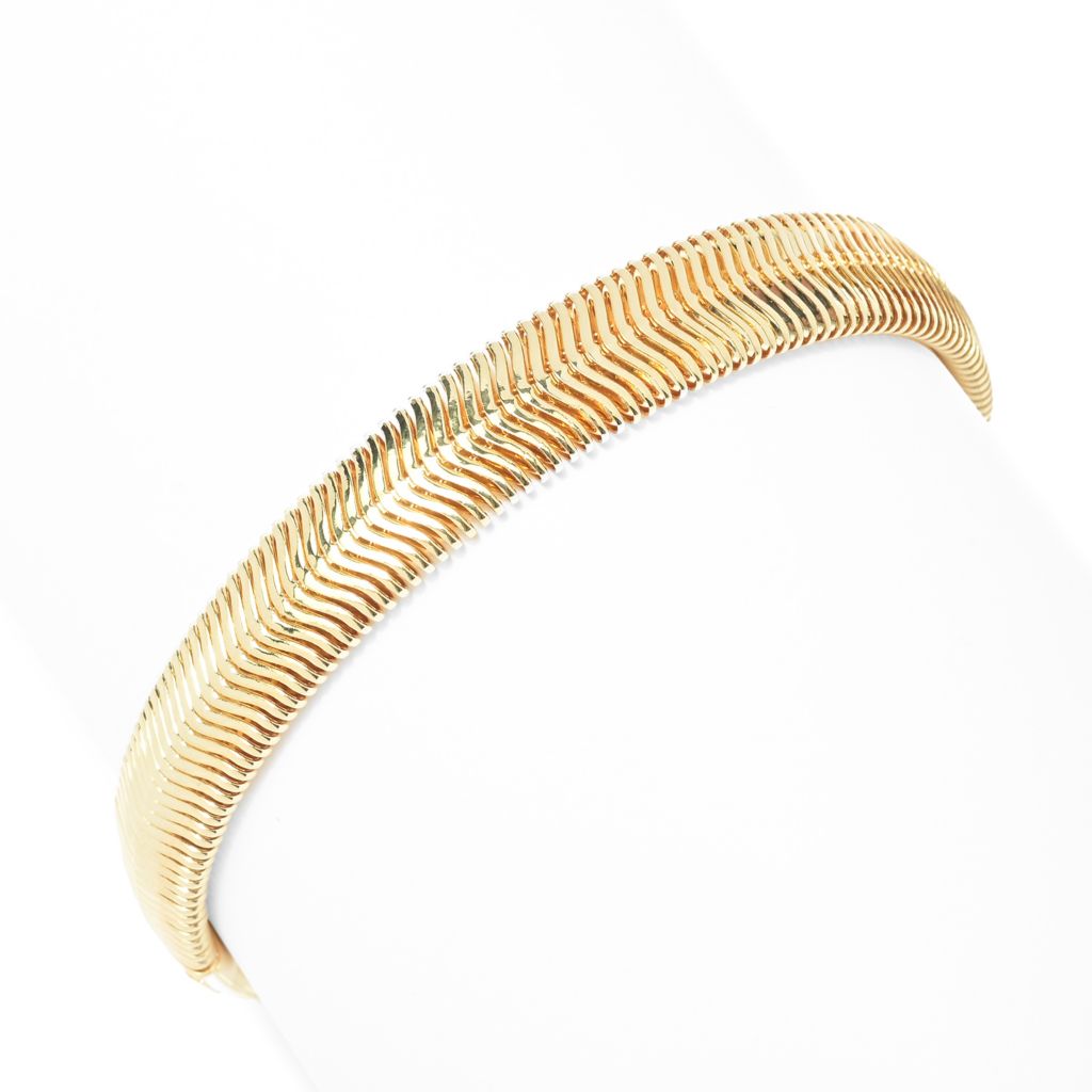 Toscana Italiana 18K Gold Plated Choice of Length Flat Snake Chain Bracelet by Steals