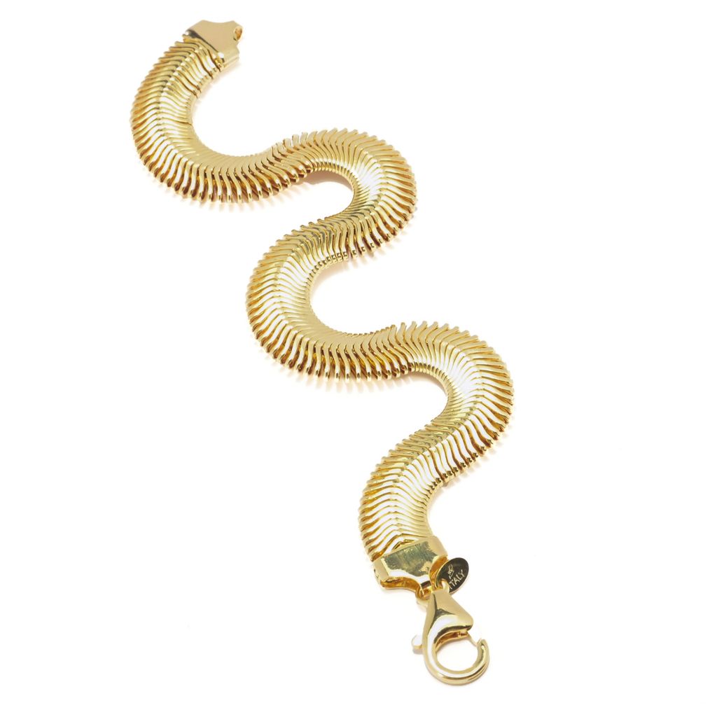 Toscana Italiana 18K Gold Plated Choice of Length Flat Snake Chain Bracelet by Steals