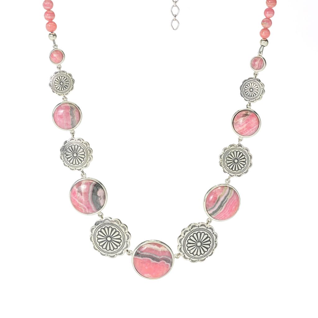 Southwest Elements 98.4ctw Rhodochrosite Concho Necklace by Steals