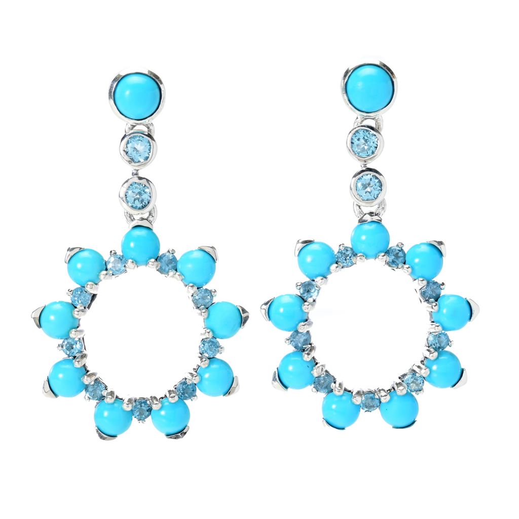 Artisan Silver by Samuel B. Sleeping Beauty Turquoise & Blue Topaz Earrings by Steals