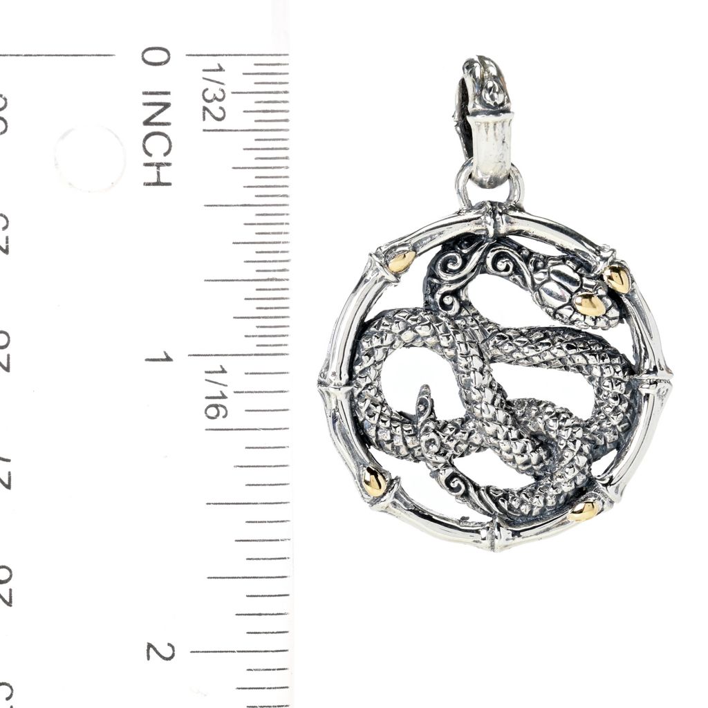 Artisan Silver by Samuel B. 18K Gold Accented Round Snake Pendant by Steals