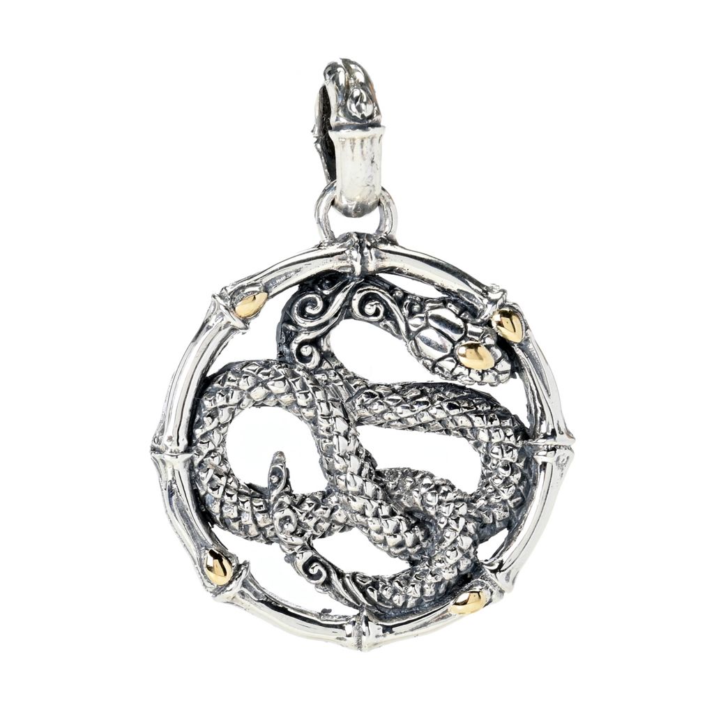 Artisan Silver by Samuel B. 18K Gold Accented Round Snake Pendant by Steals