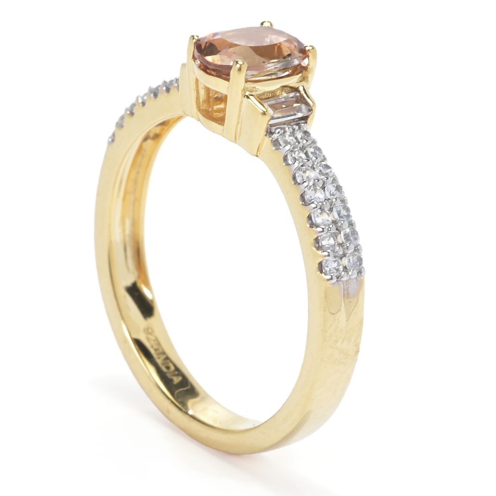 Gem Treasures 18K Vermeil 1.13ctw Andalusite & White Zircon Ring by Steals