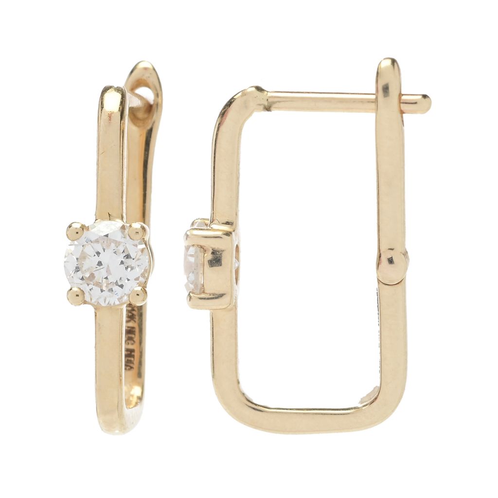 Gems of Distinction 14K Gold Choice of Carat Diamond Hoop Earrings by Steals