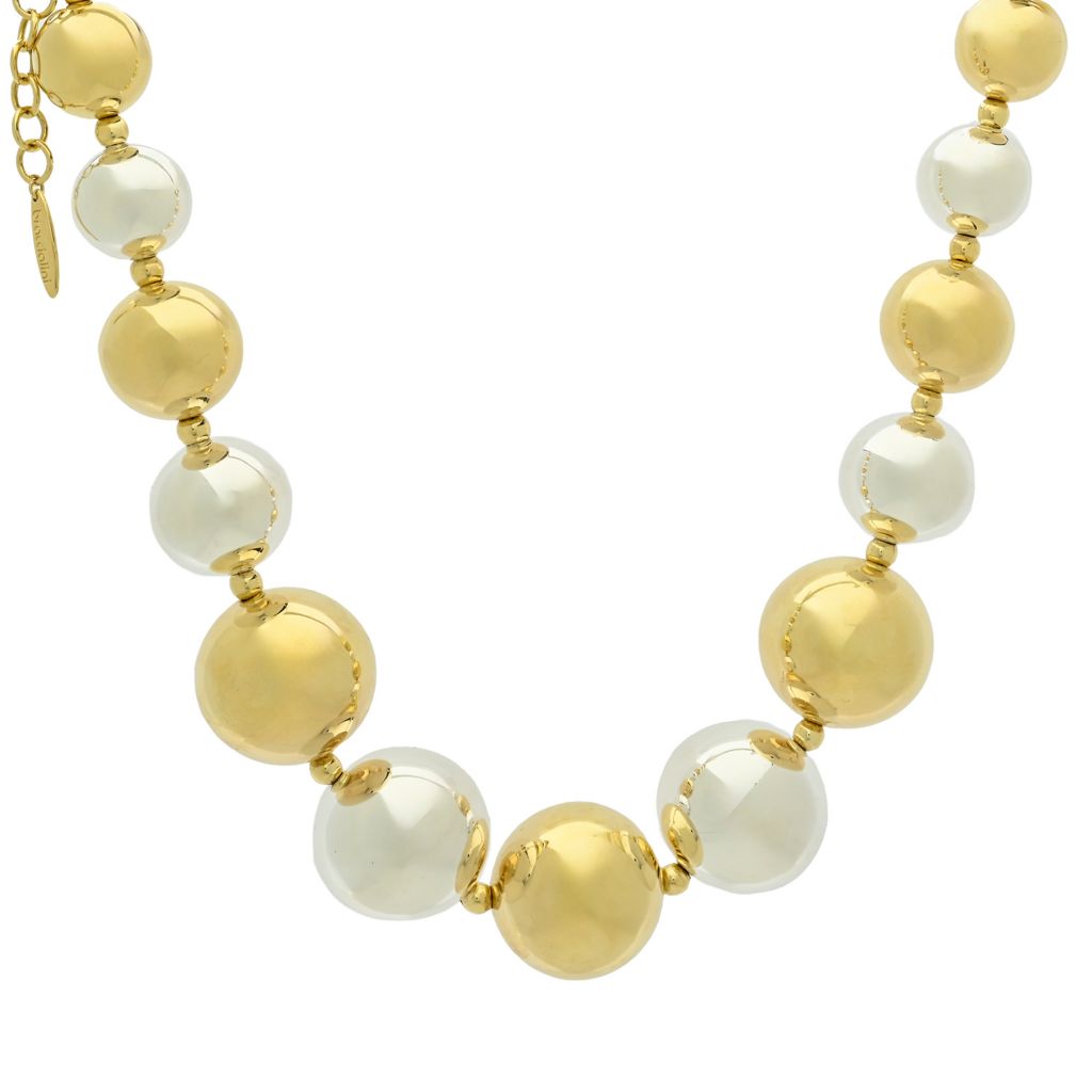 Graziella 23K Gold Plated Electroform Two-tone 17"+2" Beaded Necklace by Steals