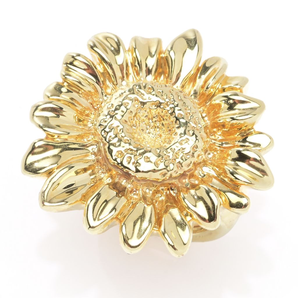 Graziella 23K Gold Plated Electroform Polished Sunflower Ring by Steals