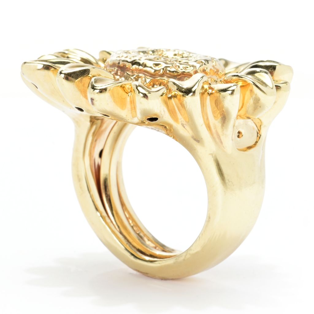 Graziella 23K Gold Plated Electroform Polished Sunflower Ring by Steals