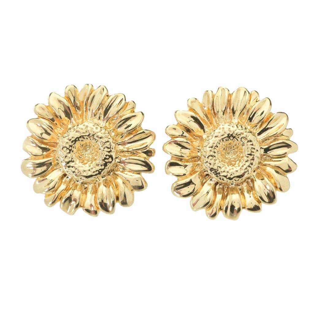 Graziella 23K Gold Plated Electroform Sunflower Stud Earrings by Steals