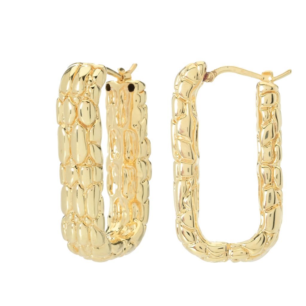 Graziella 23K Gold Plated Electroform Textured Paperclip Earrings by Steals