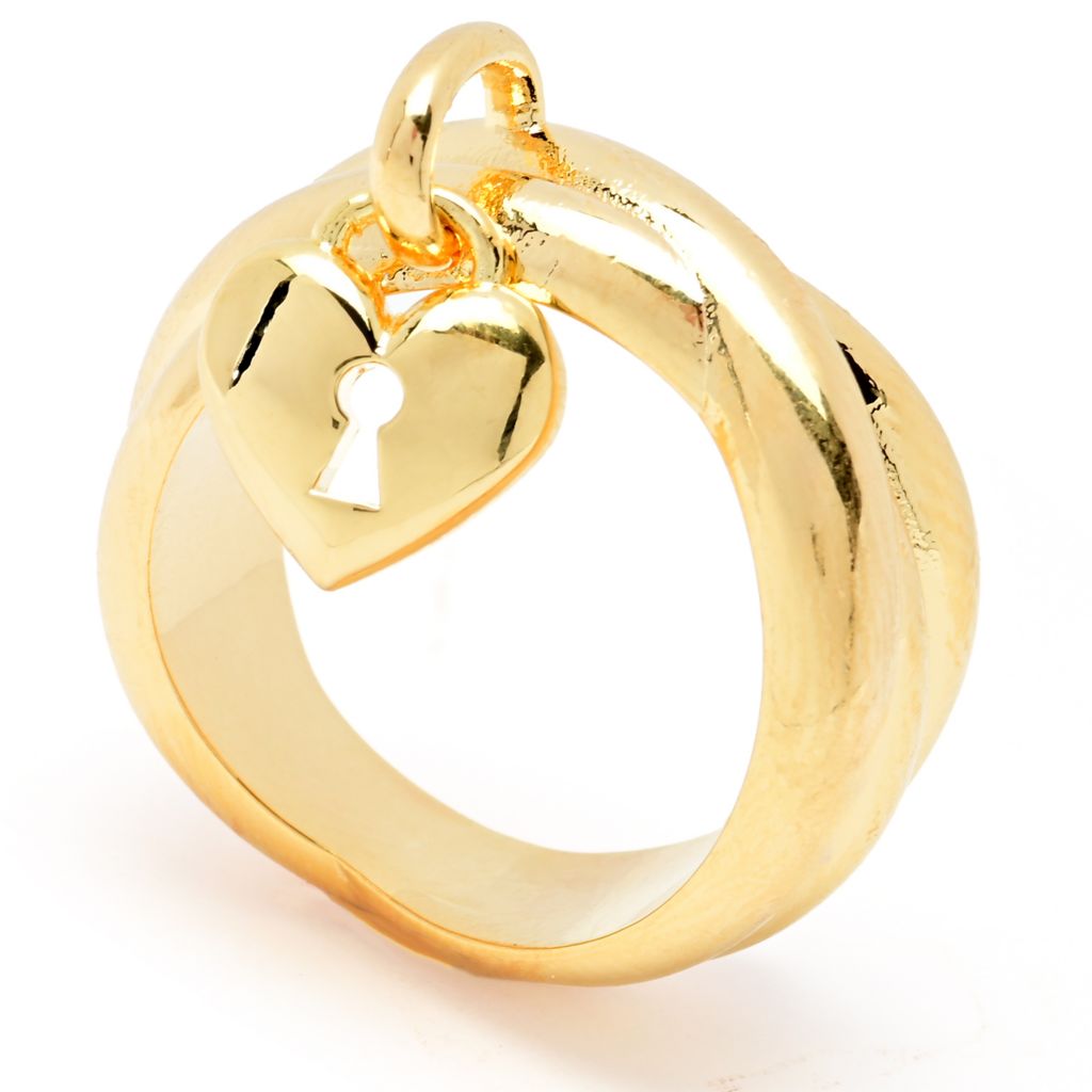 Toscana Italiana 18K Gold Plated Multi Band Crossover Heart Locket Charm Ring by Steals