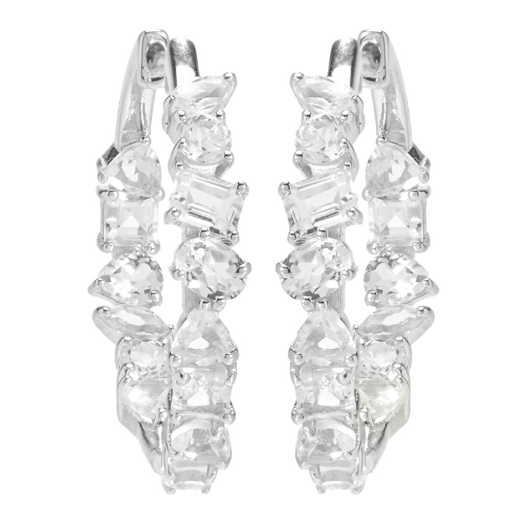 Gem Treasures Multi Shape White Topaz Inside Out Hoop Earrings by Steals