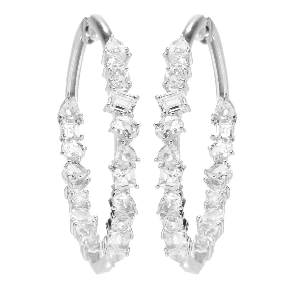 Gem Treasures Multi Shape White Topaz Inside Out Hoop Earrings by Steals