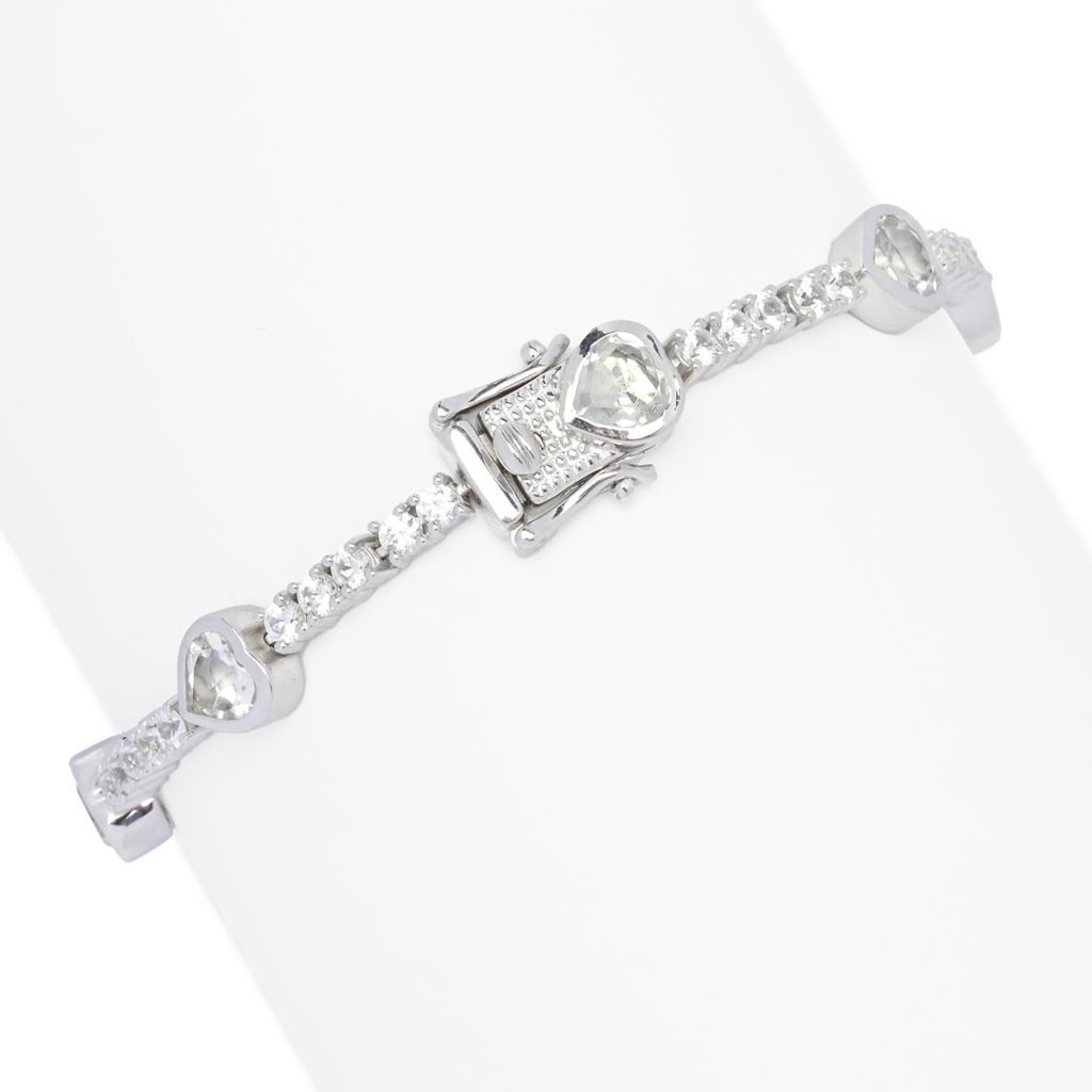 Gem Treasures White Topaz & Zircon Heart Tennis Bracelet by Steals