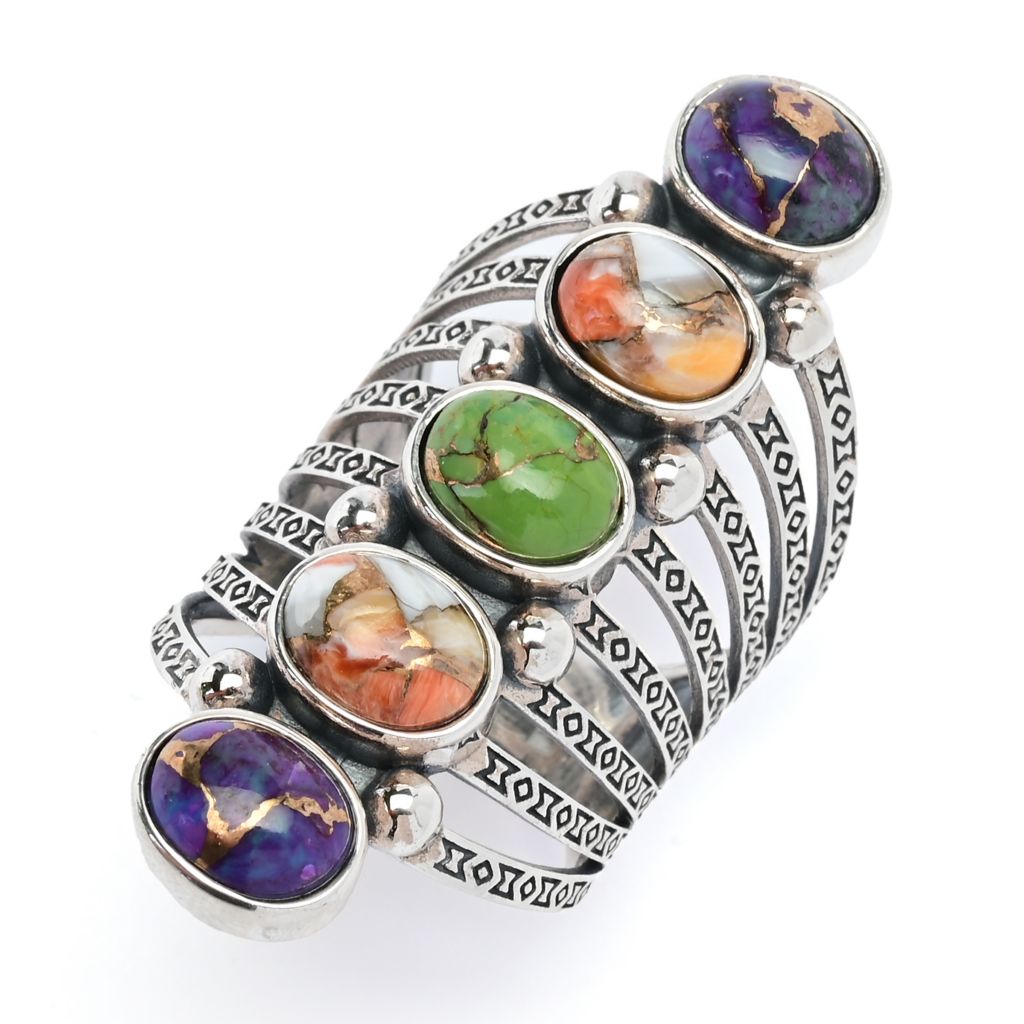 Southwest Elements Choice of Mohave Turquoise 5-Stone Elongated Ring by Steals