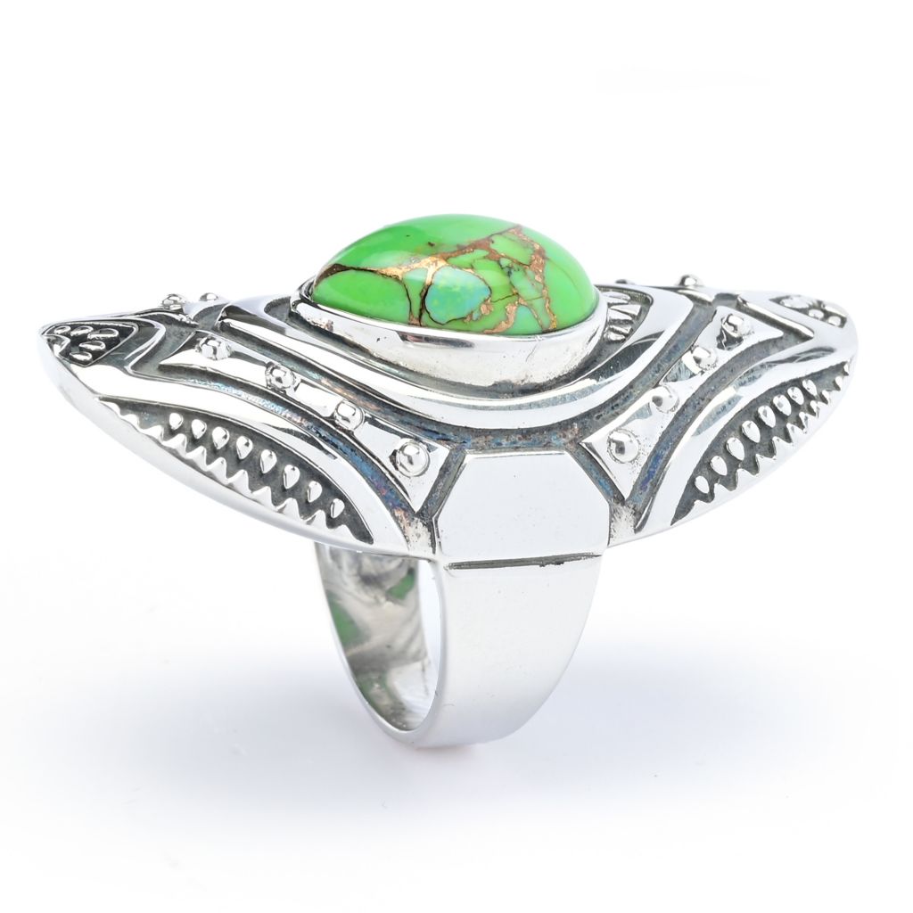 Southwest Elements Pear Shape Kingman Turquoise Statement Ring by Steals