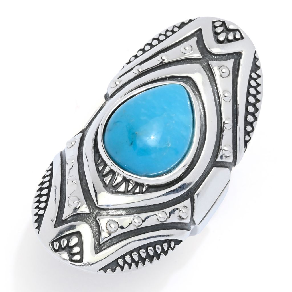 Southwest Elements Pear Shape Kingman Turquoise Statement Ring by Steals