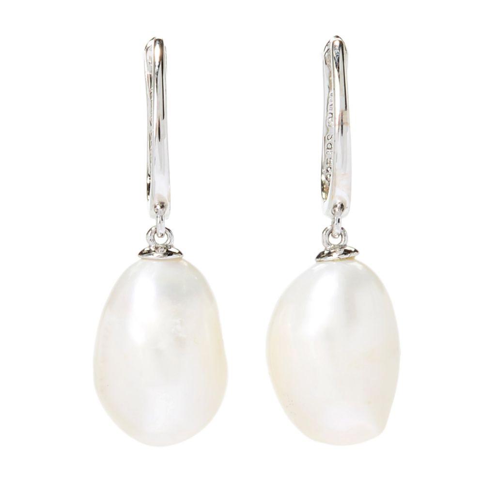 IP 1" Drop Earring Sterling Silver 11-12mm Cultured Baroque Pearl by Steals
