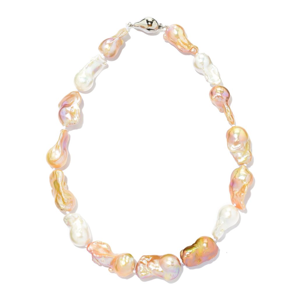 Imperial Pearl Sterling Silver 13-18mm Nuc Baroque Fresh Water Pearl Strand Necklace by Steals