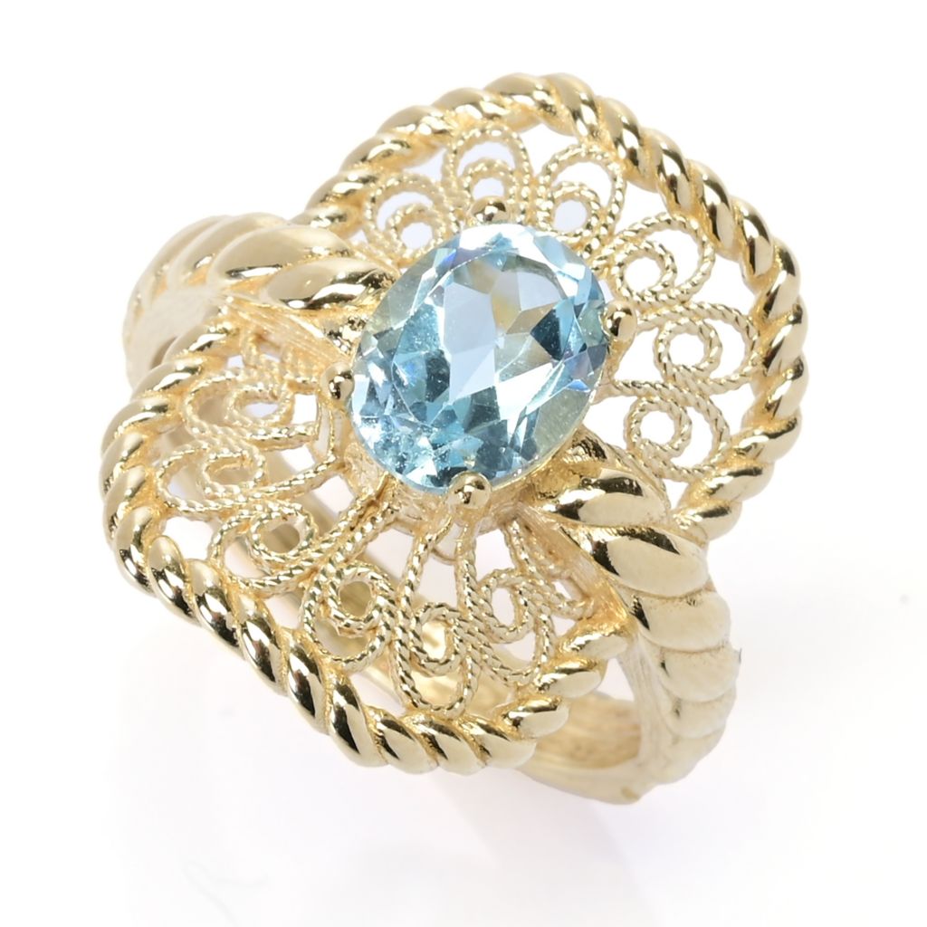 Passport to Turkey Gold Plated Choice of Gemstone Filigree Ring by Steals