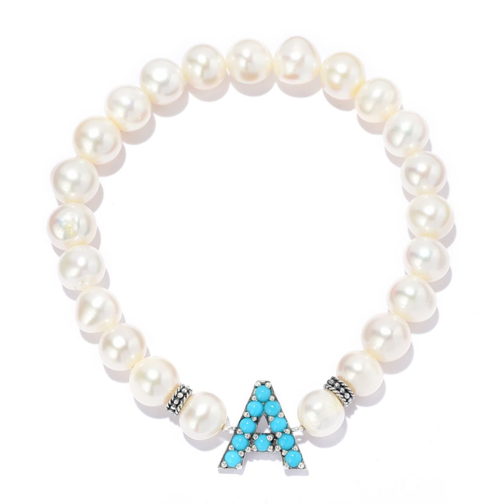 Artisan Silver by Samuel B. Pearl with Sleeping Beauty Initial Bracelet by Steals