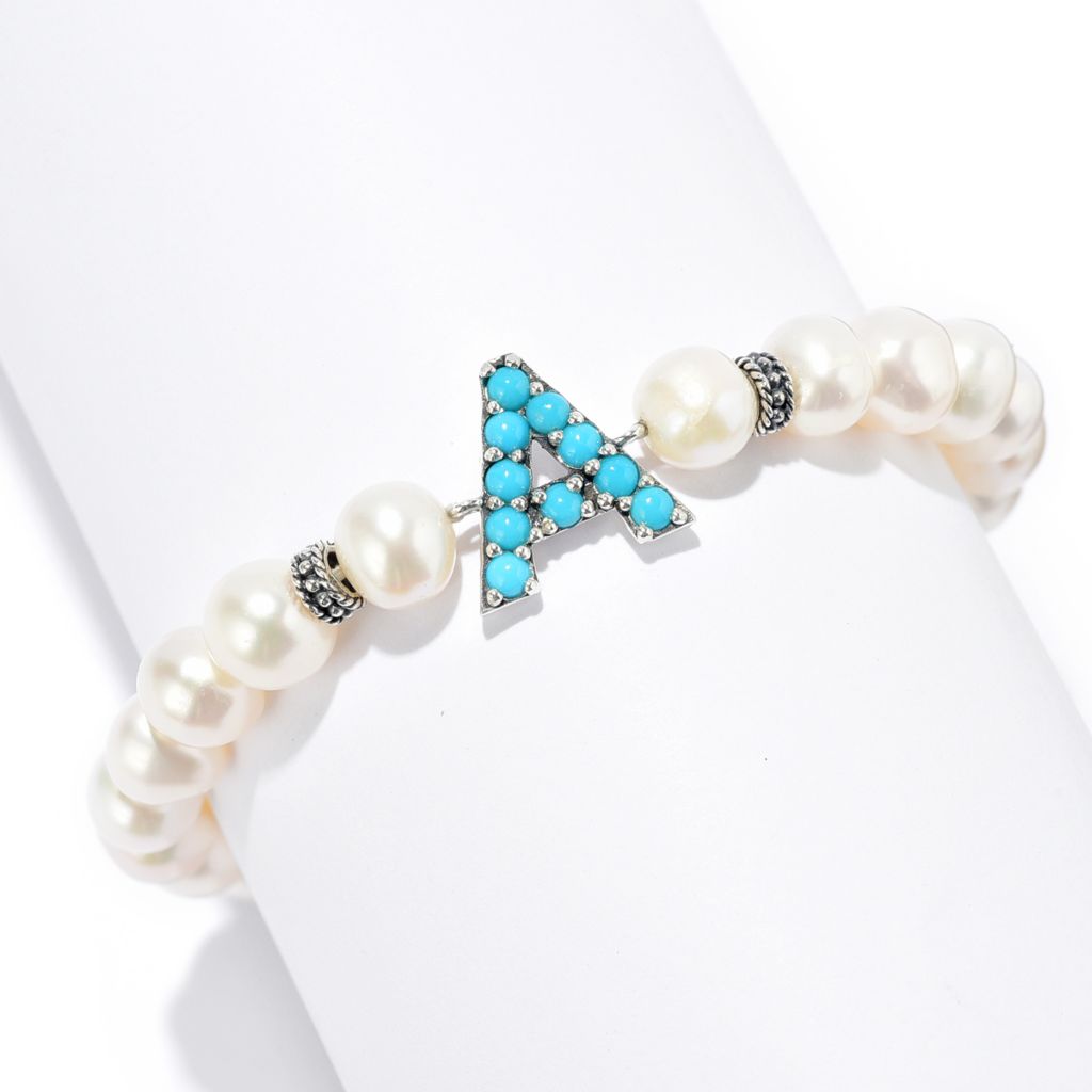 Artisan Silver by Samuel B. Pearl with Sleeping Beauty Initial Bracelet by Steals