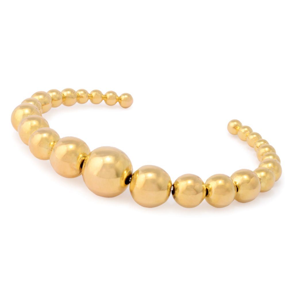 Toscana Italiana 18K Gold Plated Polished Bead Slip-on Cuff Bracelet by Steals