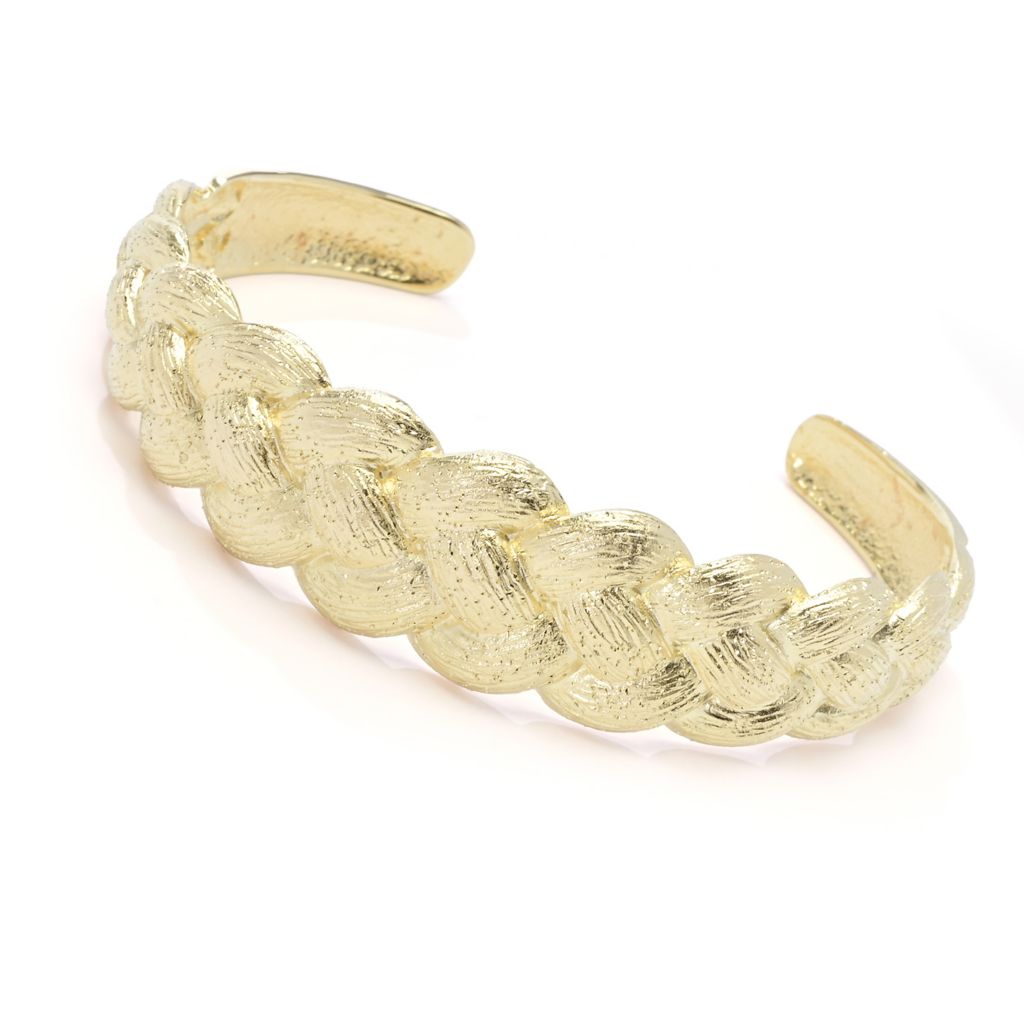 Toscana Italiana 18K Gold Plated "Treccia" Woven Cuff Bracelet by Steals