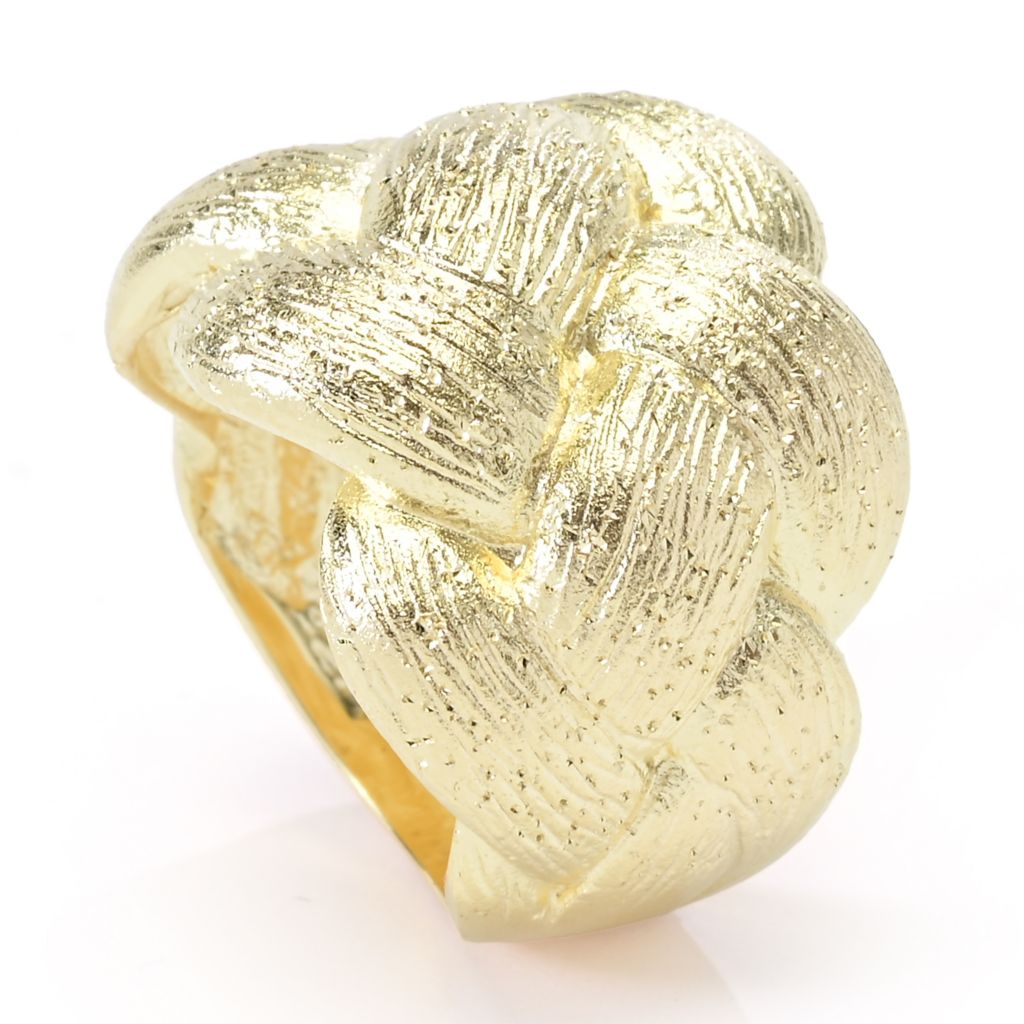 Toscana Italiana 18K Gold Plated "Treccia" Textured Woven Statement Ring by Steals