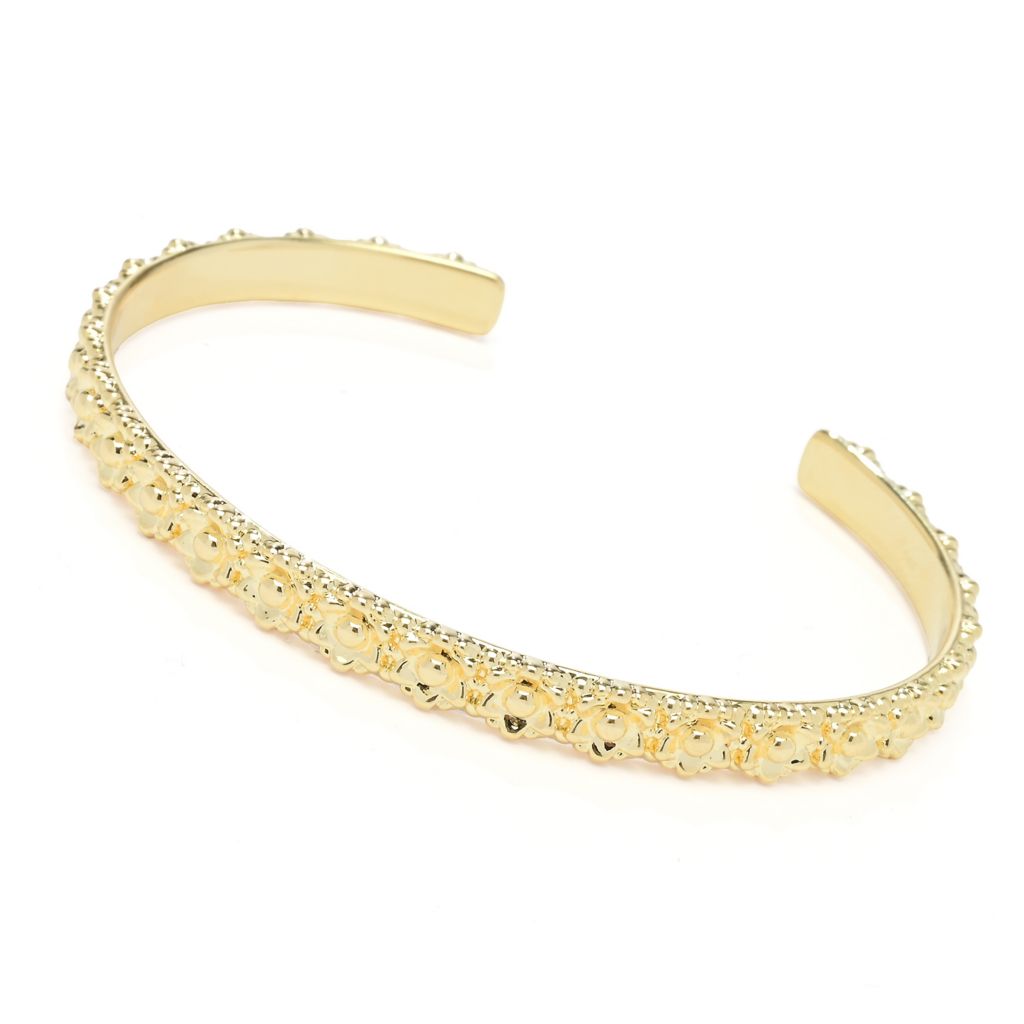 Toscana Italiana 18K Gold Plated Flower Detailed Bangle Bracelet by Steals