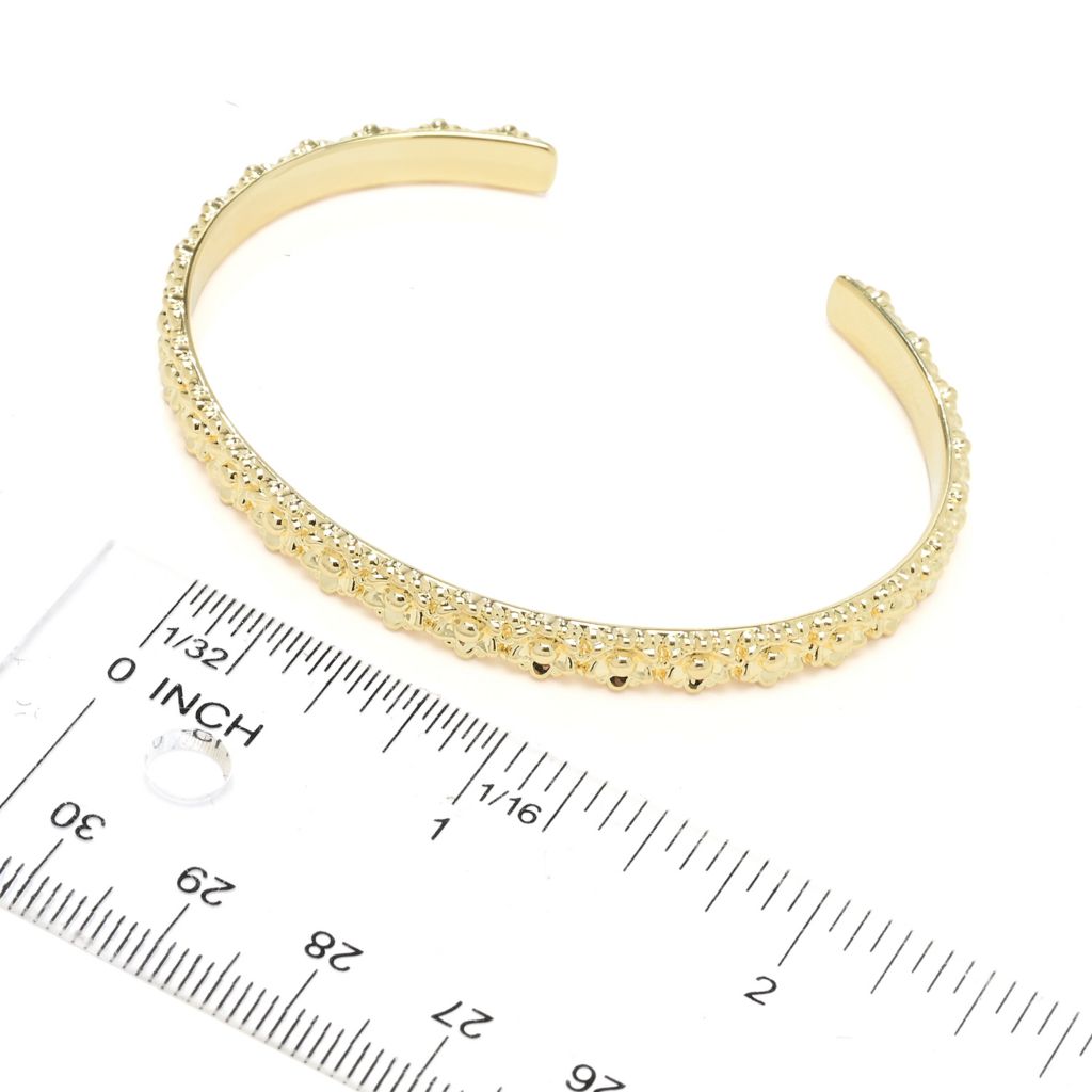 Toscana Italiana 18K Gold Plated Flower Detailed Bangle Bracelet by Steals