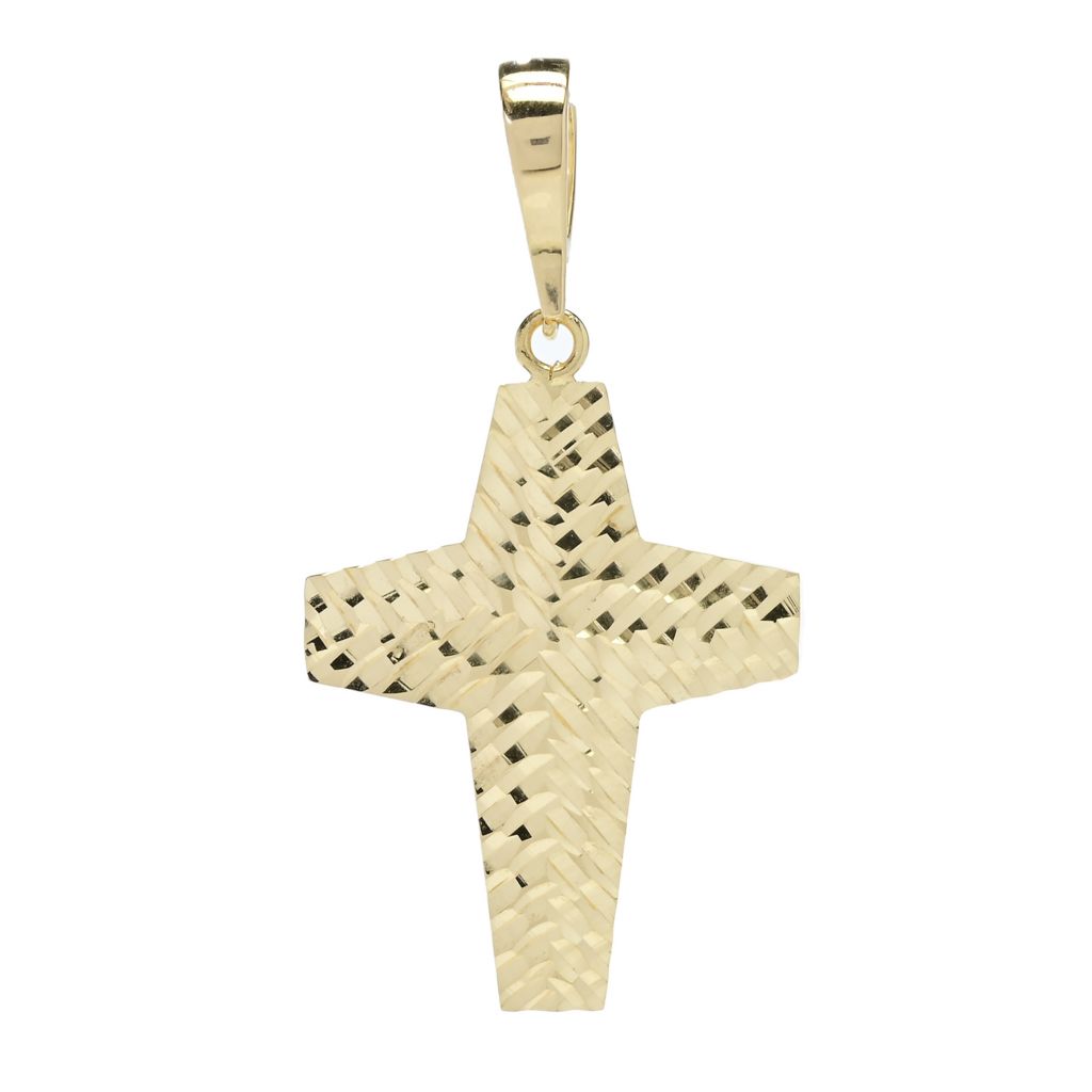 Toscana Italiana 18K Gold Plated Diamond Cut Cross 2" Enhancer Pendant by Steals