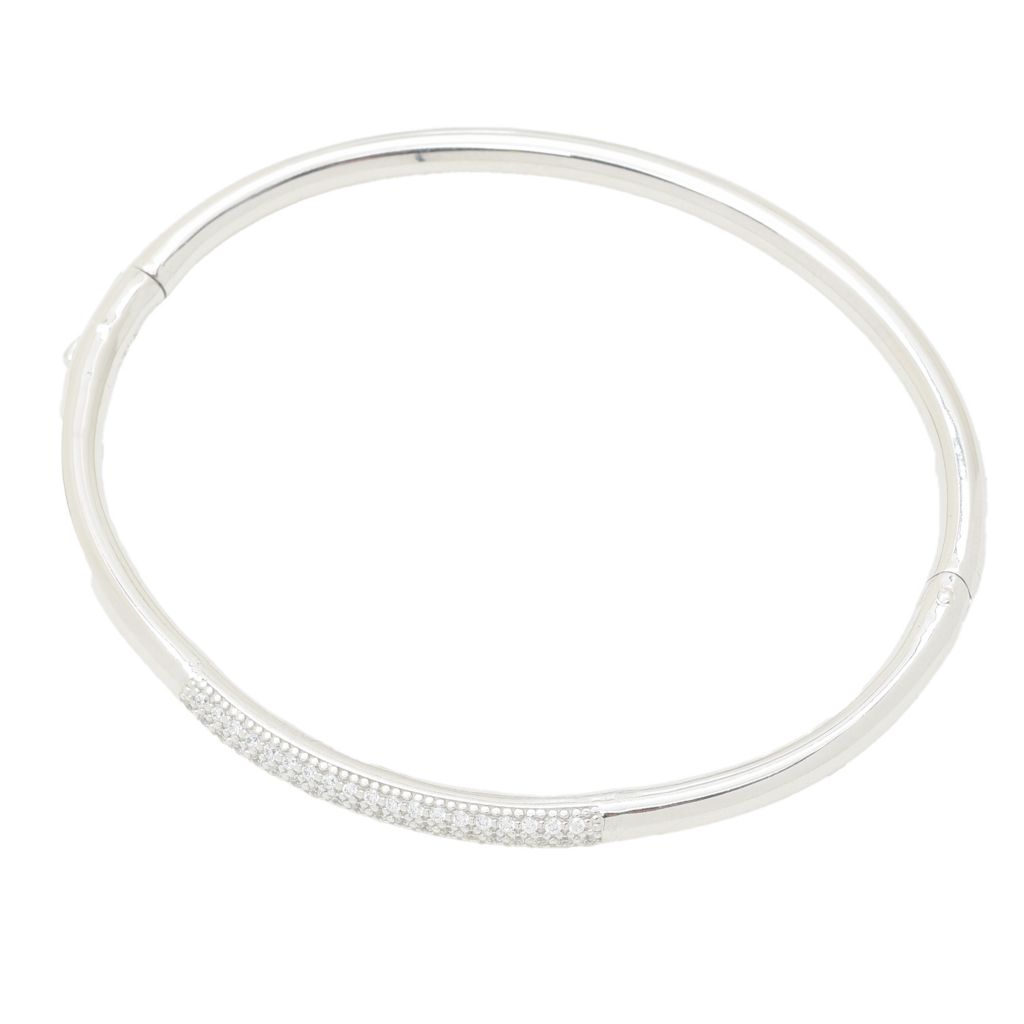 Sorrento Italian Silver 0.29 DEW Simulated Diamond Hinged Bangle Bracelet by Steals