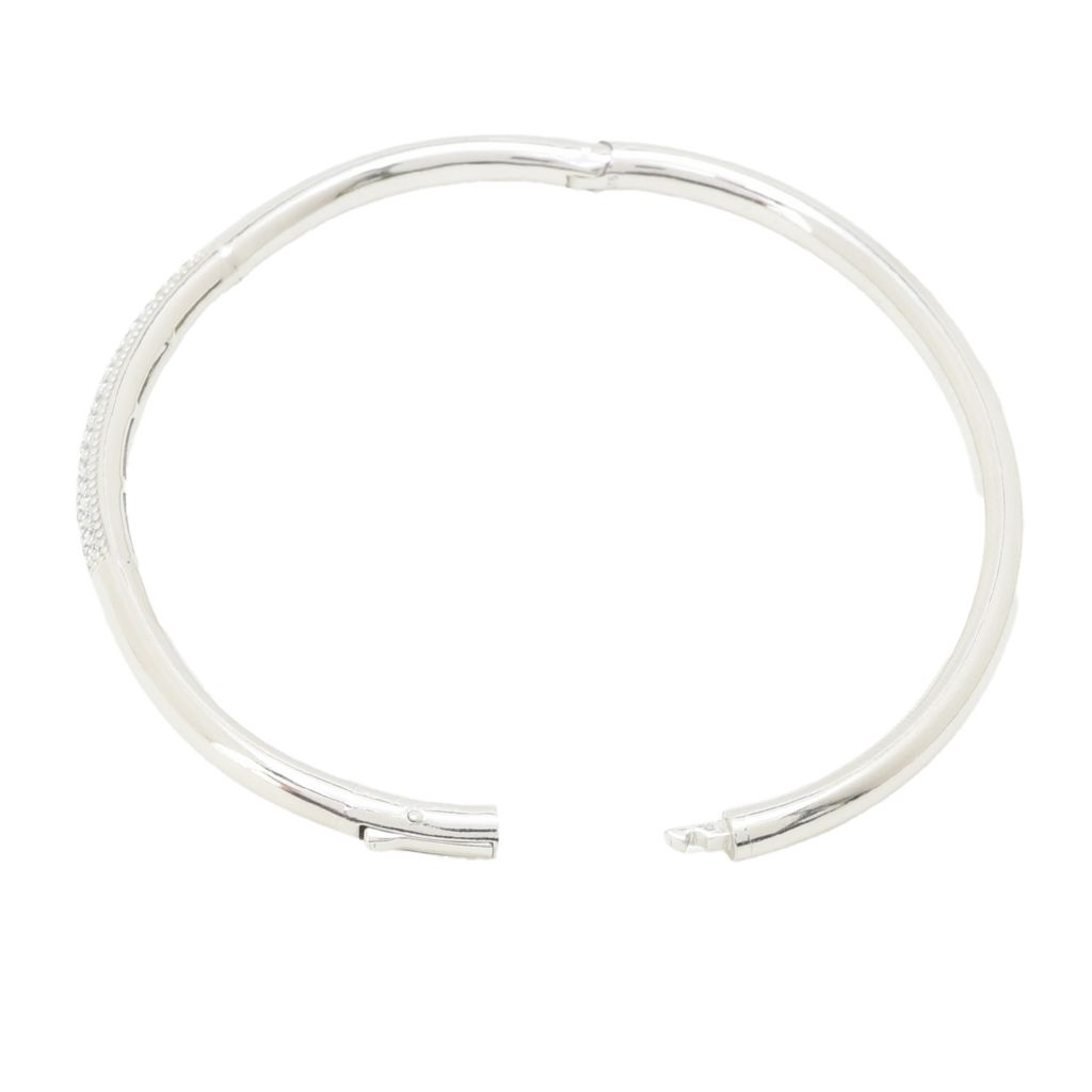 Sorrento Italian Silver 0.29 DEW Simulated Diamond Hinged Bangle Bracelet by Steals