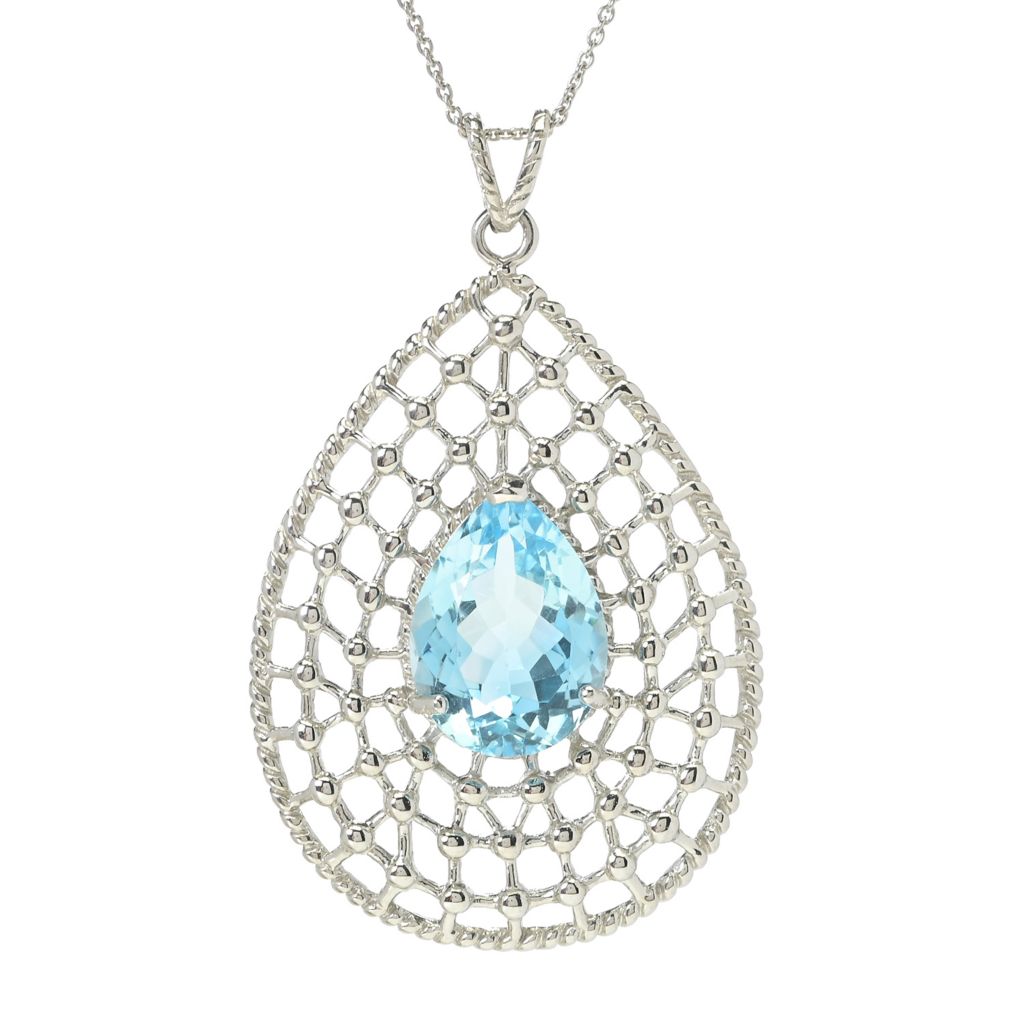 Gem Treasures 14.00ctw Sky Blue Topaz Openwork Pendant w/ Chain by Steals