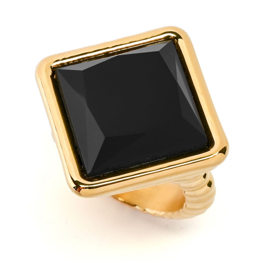 VOGA Collection 18K Gold Electroform Choice of 15mm Square Gem Ring by Steals